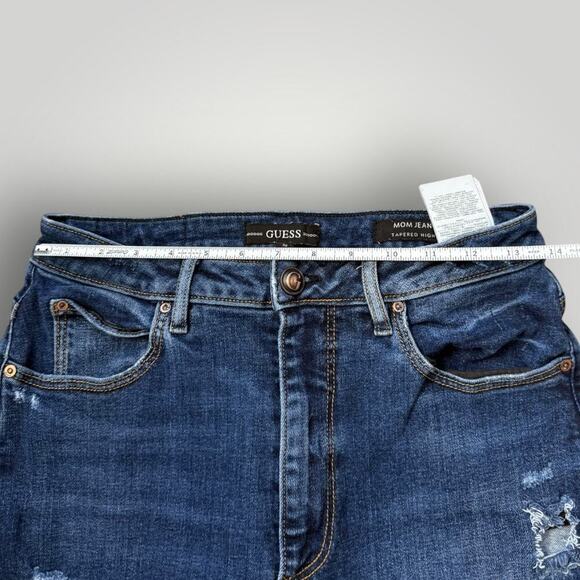GUESS Women’s Mom Jeans Tapered High Blue Distressed Size 30 Eco Jeanologia - Picture 10 of 10